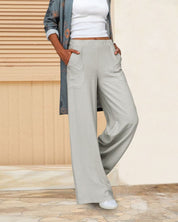 Zachte Casual Wijde Broek met Elastische Taille en Zakke