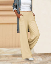 Zachte Casual Wijde Broek met Elastische Taille en Zakke