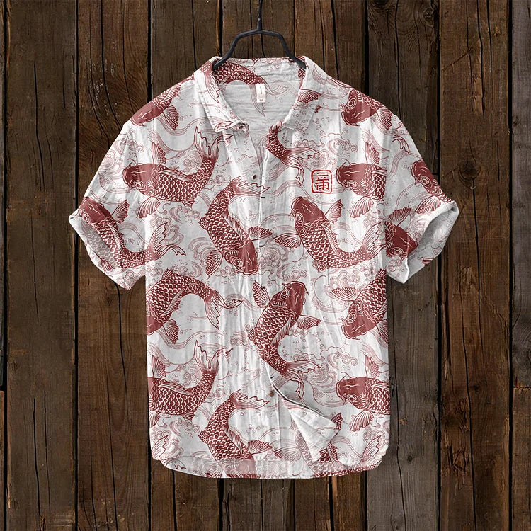 Leontios | Retro Kunstzijden Linnen Mix Shirt - Creatieve Casualstijl voor Mannen