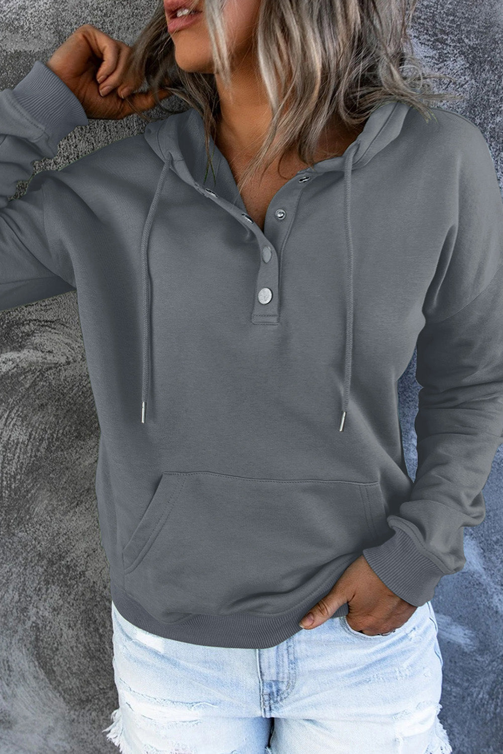 Emari | Warme Fleece Trui met Capuchon en Knopen