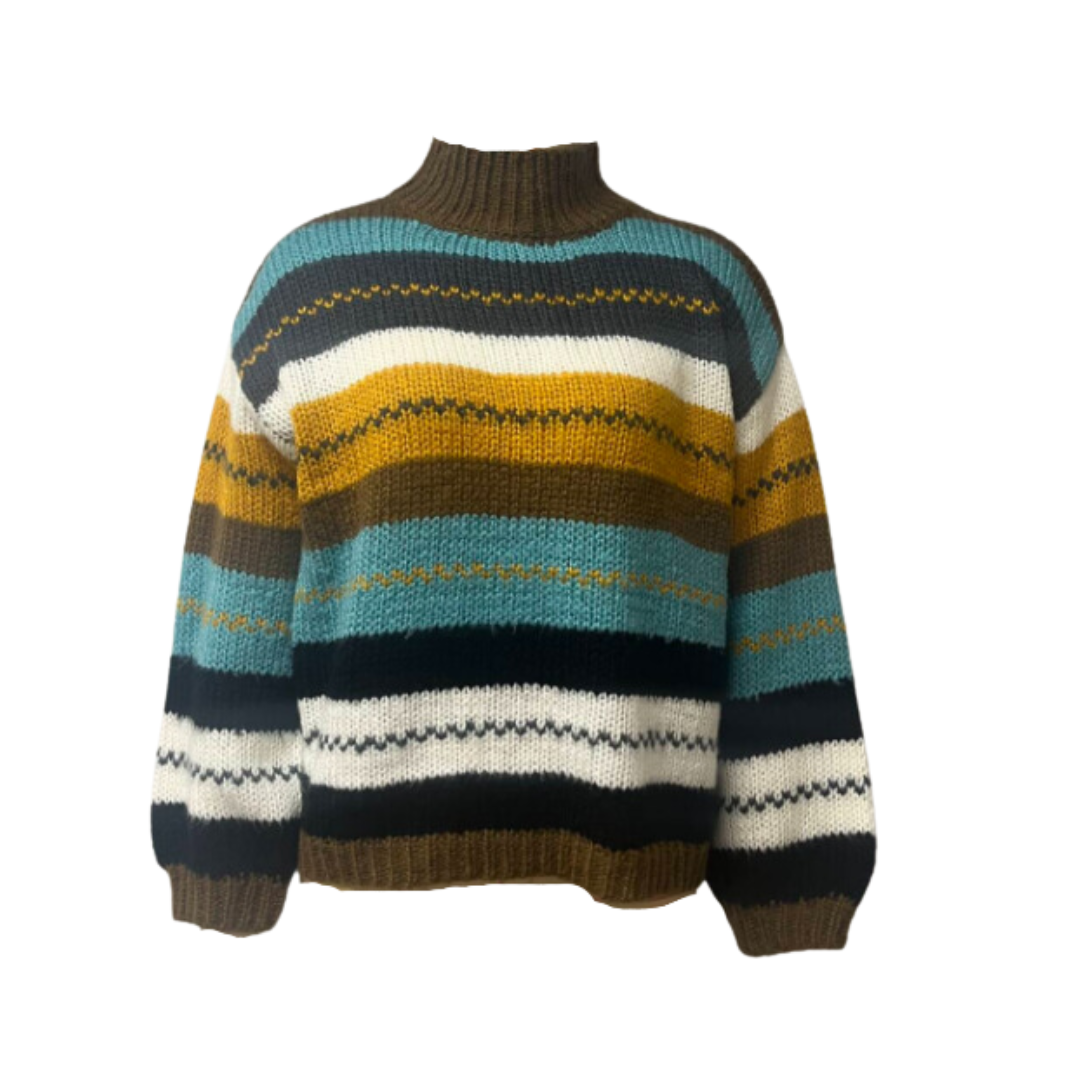 Cora | Knusse Dames Coltrui met Strepenpatroon