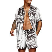 Tweedelige set voor heren-shirt met korte mouwen en bijpassende shorts-ontspannen pasvorm