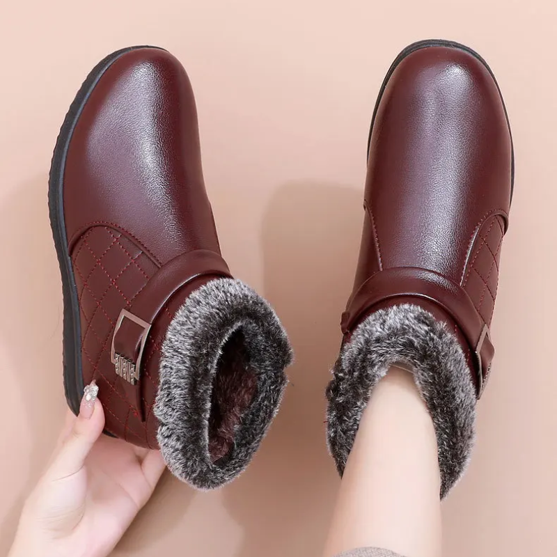 Nina | Warme dames enkellaarsjes met dikke zool voor extra grip en comfort