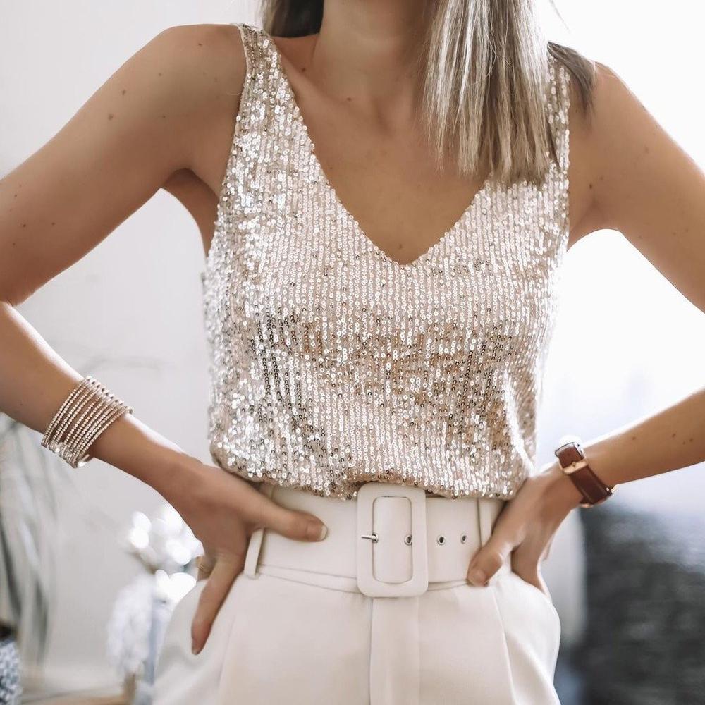 Natasha | Sprankelend Pailletten Top Glamoureuze Feeststijl