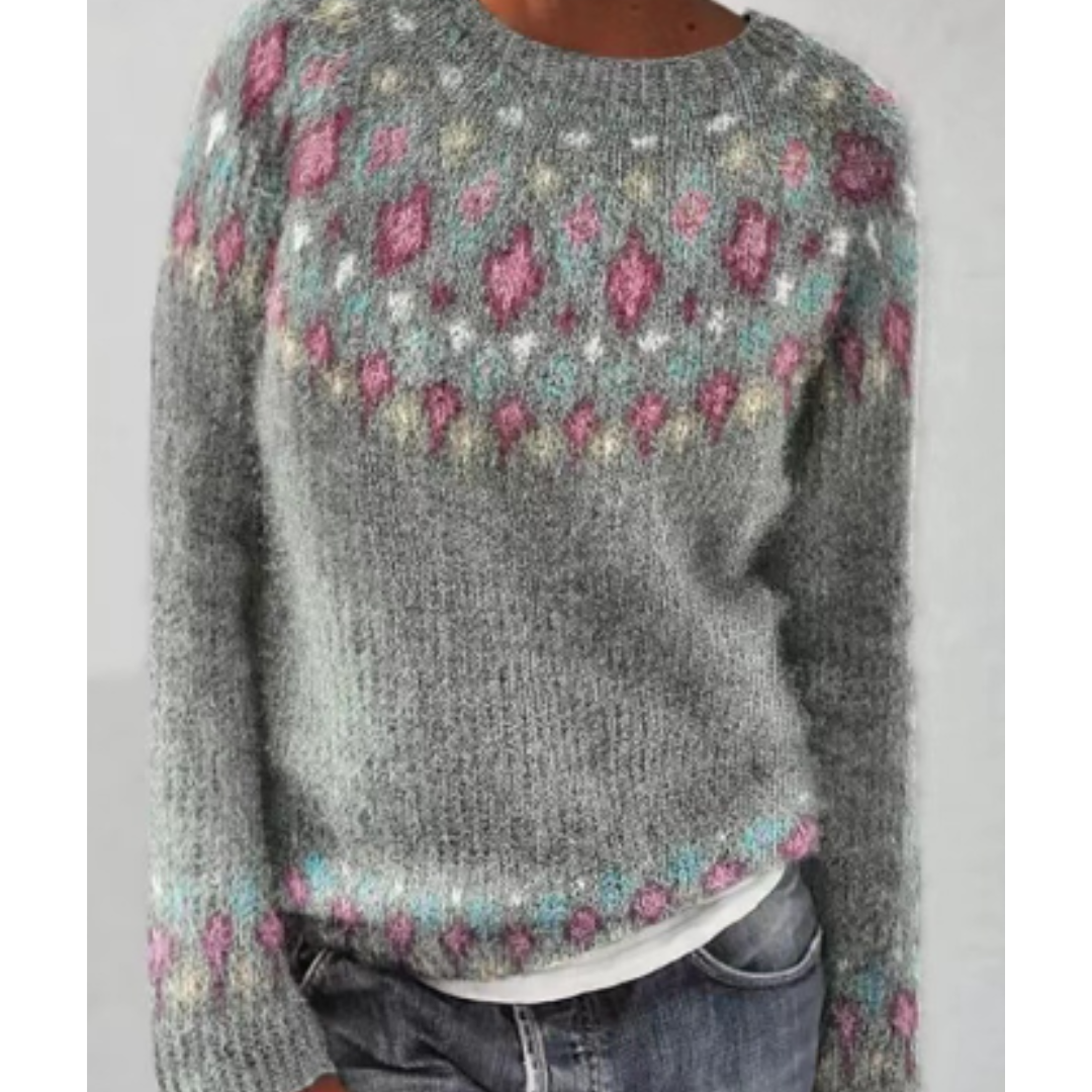 Ellah | Stijlvolle Dames Gebreide Trui met Warm Winterpatroon