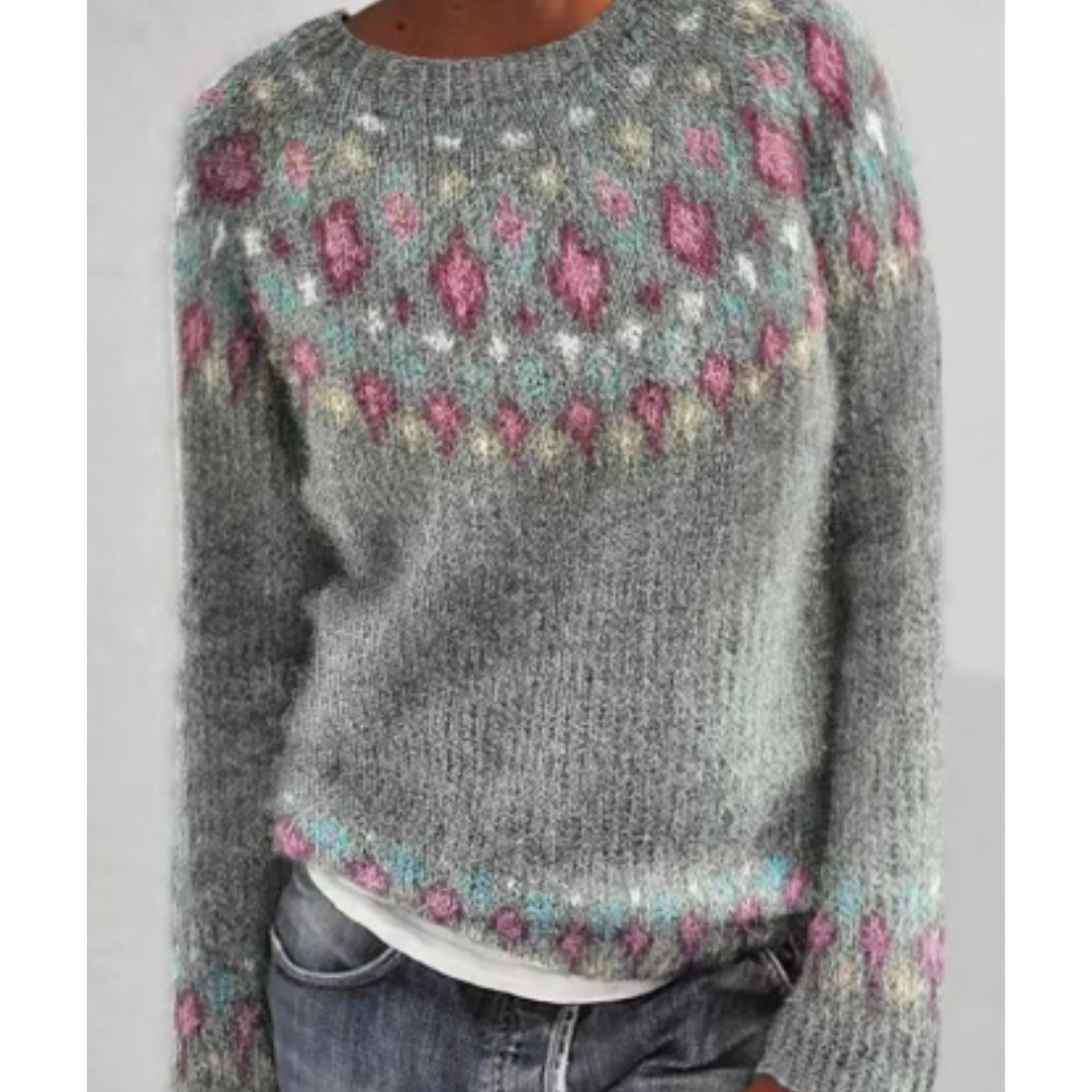Ellah | Stijlvolle Dames Gebreide Trui met Warm Winterpatroon