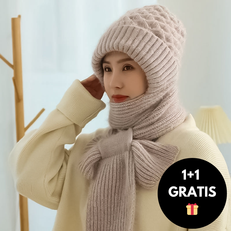 Elisa- Muts met Geïntegreerde Sjaal