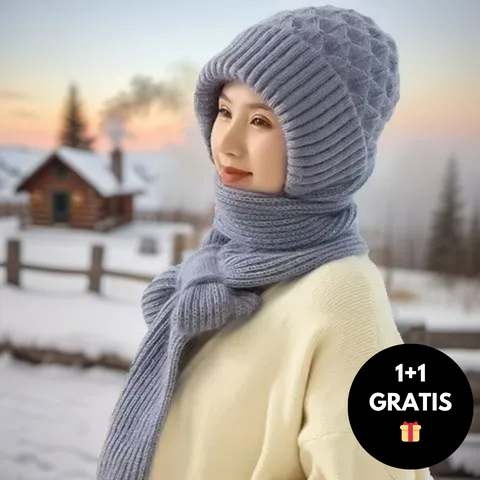 Elisa- Muts met Geïntegreerde Sjaal
