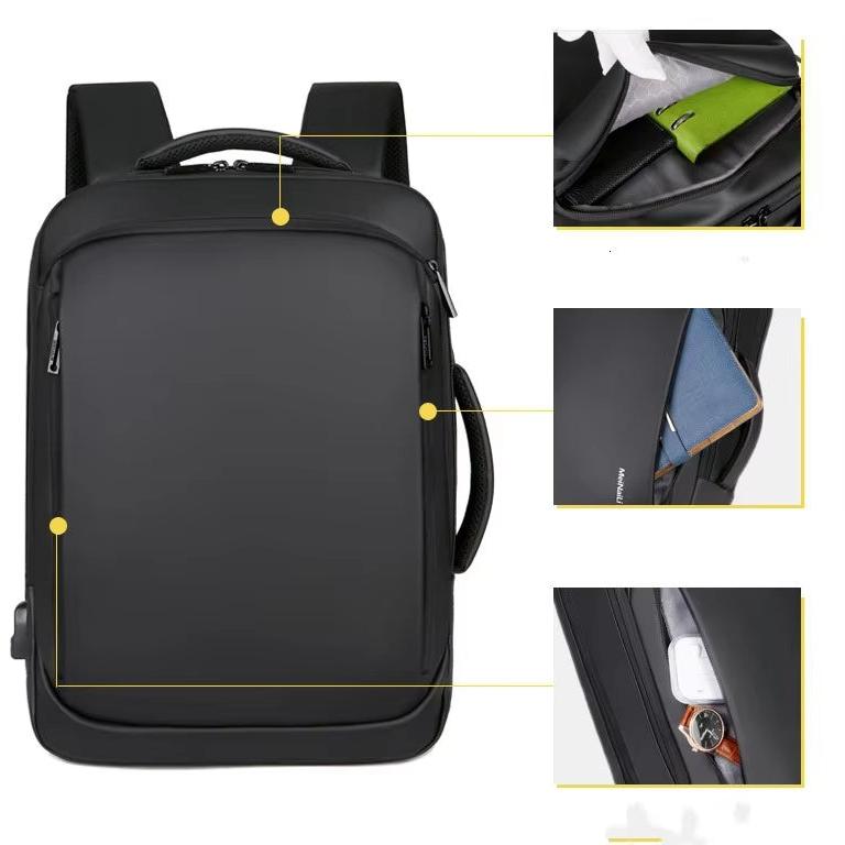 Vergel | Waterdichte USB-oplader Hiking Reizen Grote Laptop Rugzak