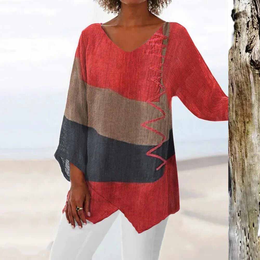 Femke | Trendy Driekleurige Top voor een Modieuze Look