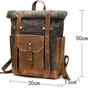 Finn | Stijlvolle Militaire Canvas Rugzak met Roltop voor Wandelen en Laptop