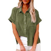 Eivissa | Elegante Linnen Blouse met Korte Mouwen