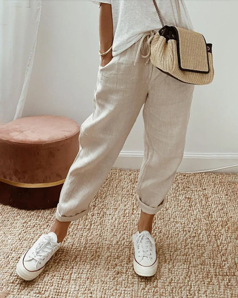ELLEN | Stijlvolle Broek van Luxe Katoen en Linnen