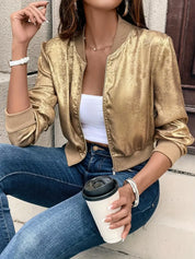 Glamoureuze Metallic Zomer Bomberjack voor Dames