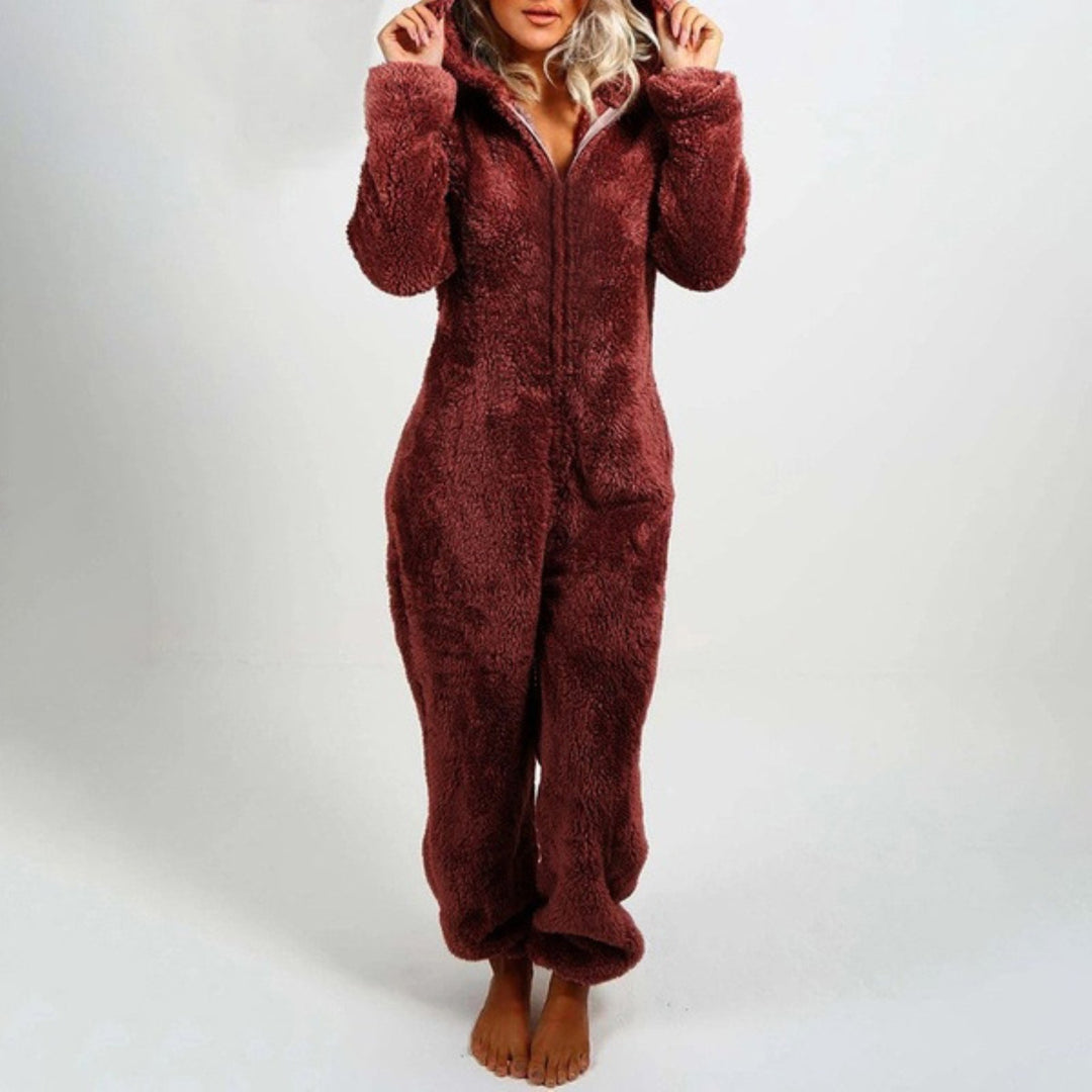 Cora | Stijlvolle Lange Fleece Onesie met Capuchon
