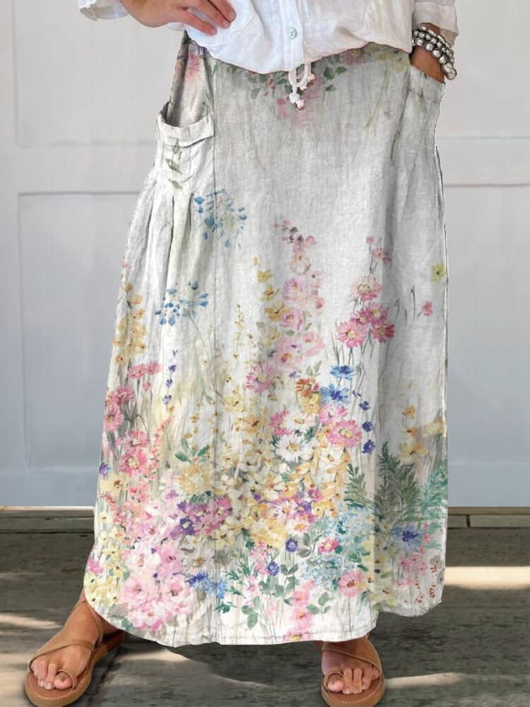 Retro | Bloemenprint Rok met Zak