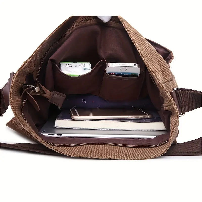 Max | Vintage Canvas Leren Schoudertas voor Mannen
