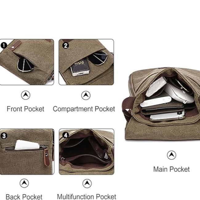 Joris | Retro Canvas Kleine Messenger Schoudertas