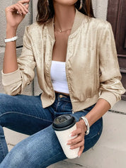 Glamoureuze Metallic Zomer Bomberjack voor Dames