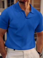 Stijlvolle Heren V-Hals Polo T-Shirt met Korte Mouwen