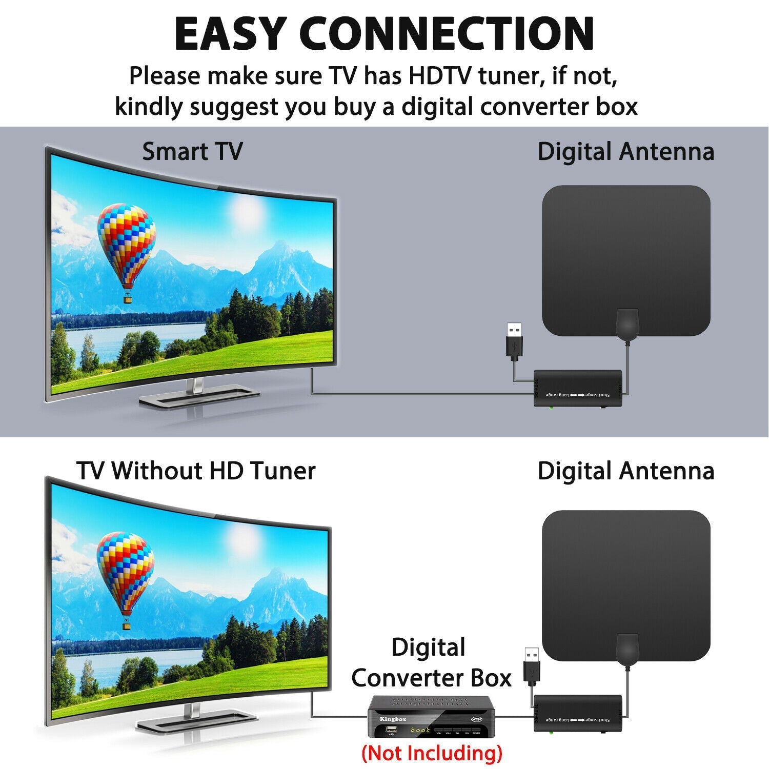 300 mijl digitale versterkte HDTV-binnenantenne met signaalversterker 3