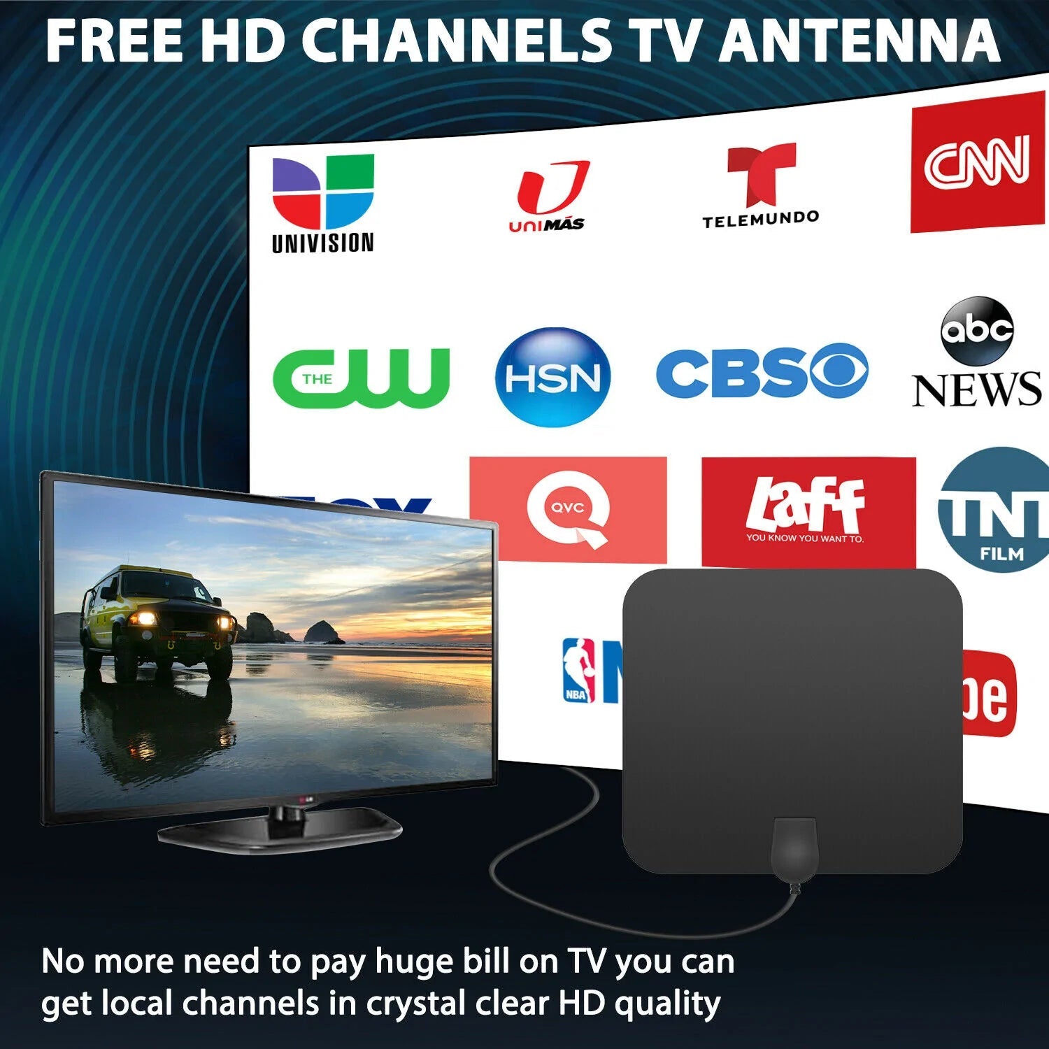 300 mijl digitale versterkte HDTV-binnenantenne met signaalversterker 6