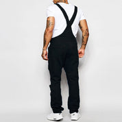 Thalion | Heren Stylish Ripped Denim Overalls - Relaxed Fit Distressed Jumpsuit for Effortless Casual Chic