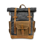 Finn | Stijlvolle Militaire Canvas Rugzak met Roltop voor Wandelen en Laptop