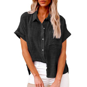 Eivissa | Elegante Linnen Blouse met Korte Mouwen