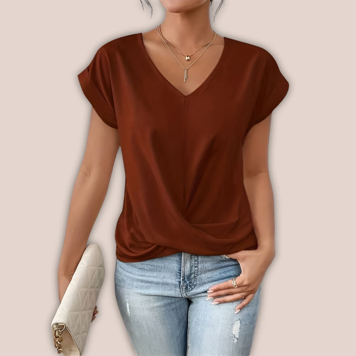 Ancilla |  Casual Zomers Shirt met V Hals