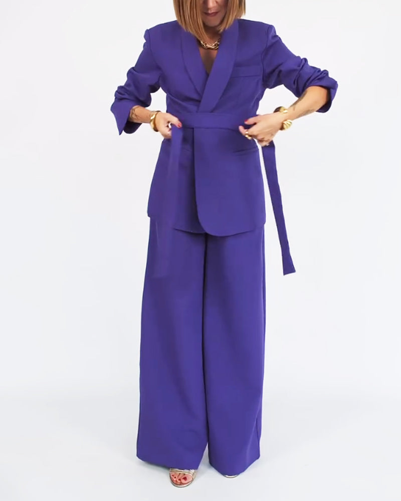 Constanza | Elegante oversized blazer en broek in luxe paarse tint