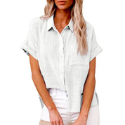 Eivissa | Elegante Linnen Blouse met Korte Mouwen