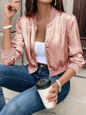Glamoureuze Metallic Zomer Bomberjack voor Dames