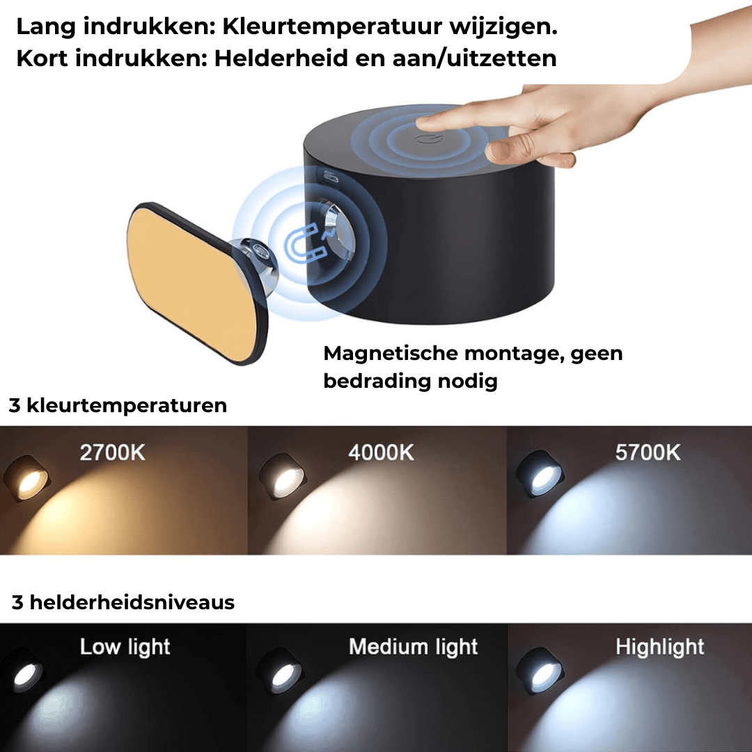 FlexiLamp | Draadloze Oplaadbare 360° Wandlamp