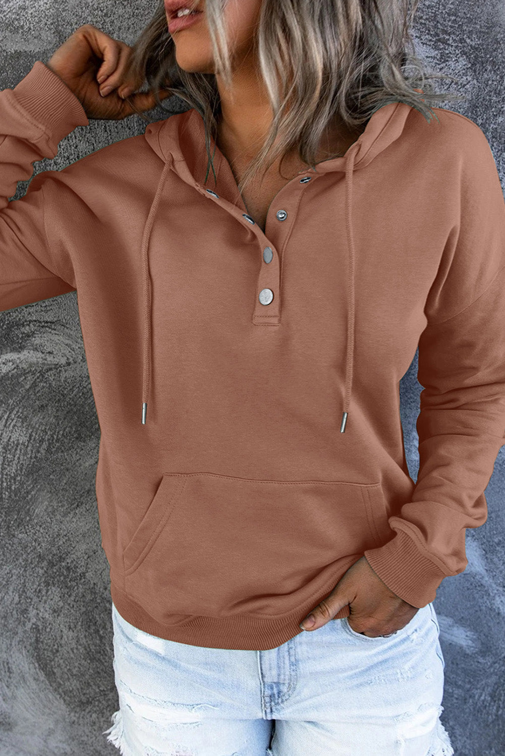Emari | Warme Fleece Trui met Capuchon en Knopen