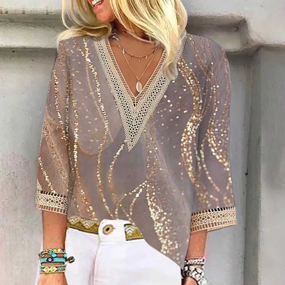 Eliza | Stijlvolle V hals Blouse Dames