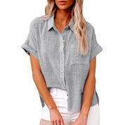 Eivissa | Elegante Linnen Blouse met Korte Mouwen