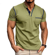 Harry | Kleurblok Henley Kraag T-shirt met Korte Mouwen voor een Stijlvolle Look