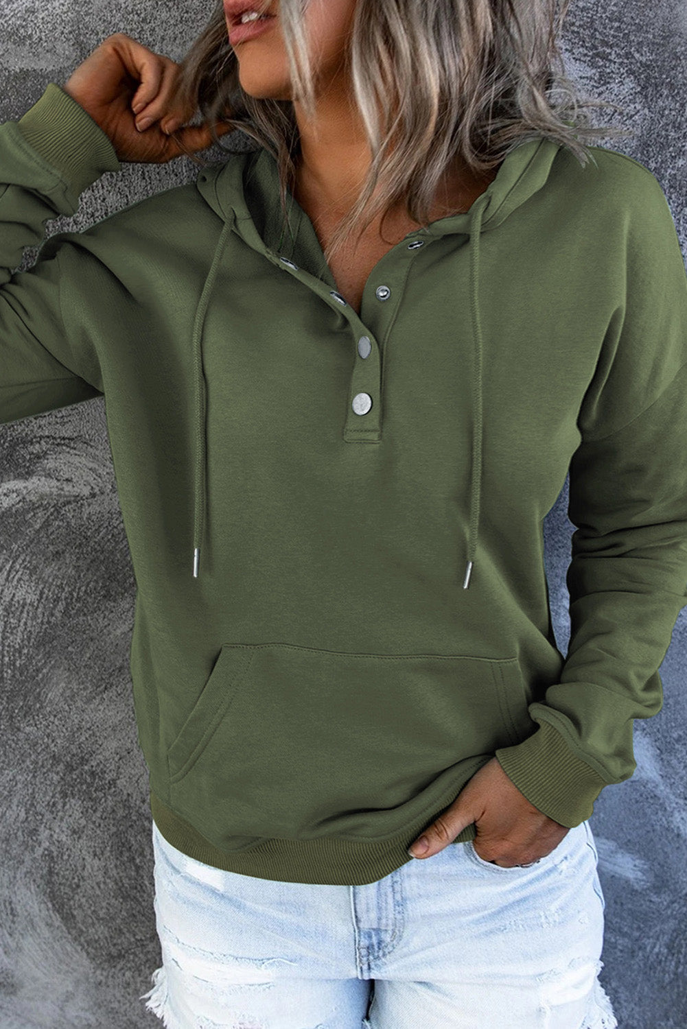 Emari | Warme Fleece Trui met Capuchon en Knopen