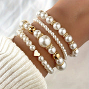 Zara | Stijlvolle Set van 4 Armbanden met Kunstparels