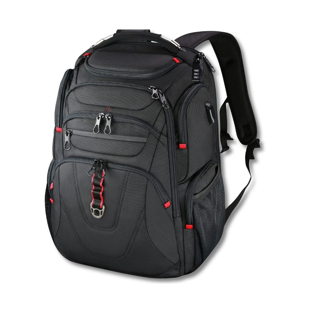Red | XL Waterdichte Canvas Reis Laptoprugzak met USB-Oplaadpoort