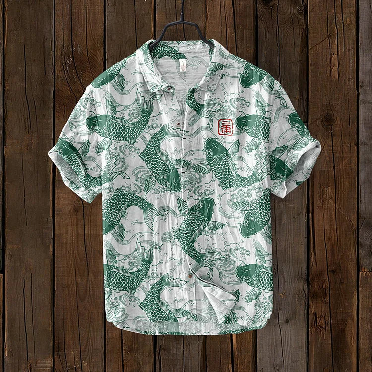 Leontios | Retro Kunstzijden Linnen Mix Shirt - Creatieve Casualstijl voor Mannen