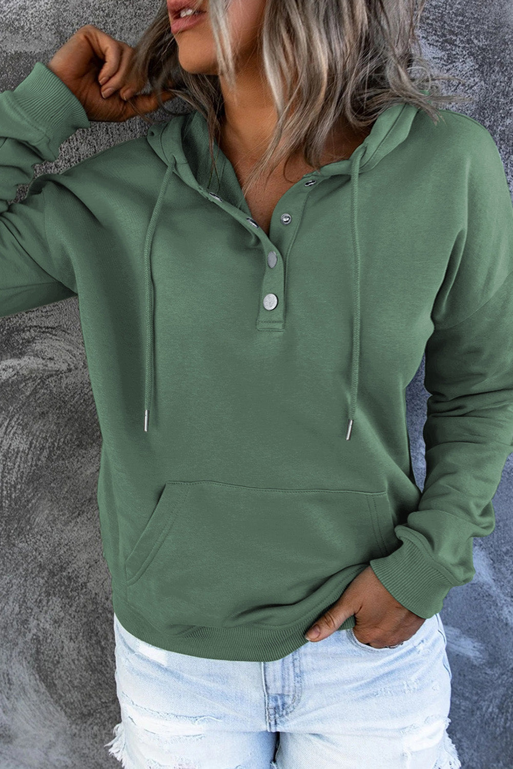 Emari | Warme Fleece Trui met Capuchon en Knopen