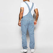 Thalion | Heren Stylish Ripped Denim Overalls - Relaxed Fit Distressed Jumpsuit for Effortless Casual Chic