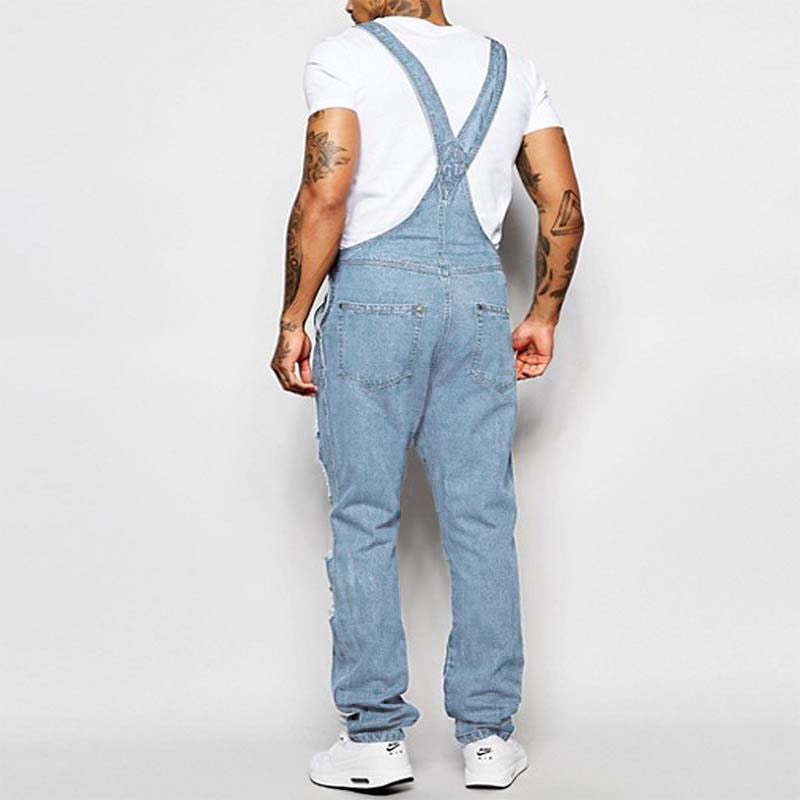 Thalion | Heren Stylish Ripped Denim Overalls - Relaxed Fit Distressed Jumpsuit for Effortless Casual Chic
