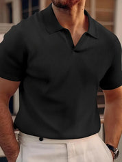 Stijlvolle Heren V-Hals Polo T-Shirt met Korte Mouwen