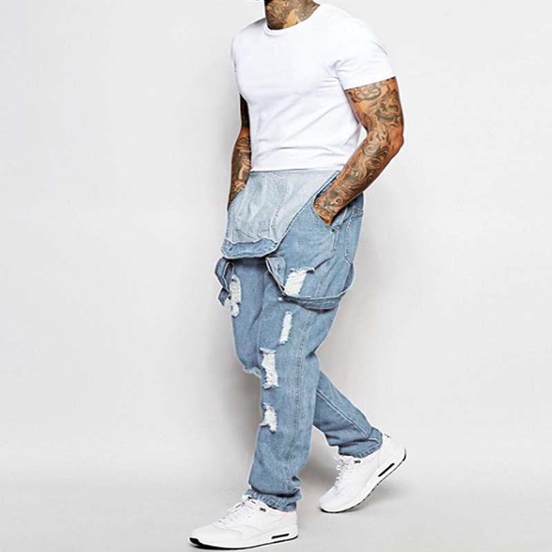 Thalion | Heren Stylish Ripped Denim Overalls - Relaxed Fit Distressed Jumpsuit for Effortless Casual Chic