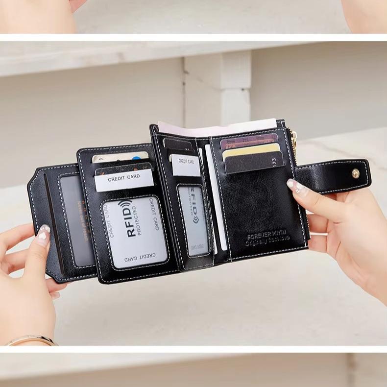 Zaza | Compacte RFID-Blokkerende Driedubbele Reisportemonnee