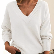 Mira | Diepe V-Hals Sweater – Verfijnde Vrouwelijkheid