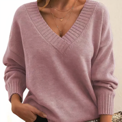 Mira | Diepe V-Hals Sweater – Verfijnde Vrouwelijkheid
